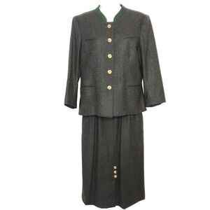 Trachten Unterseher Rosenheim Wool Jacket Skirt Suit 2pc Sz 6 EU 38 Gray Green